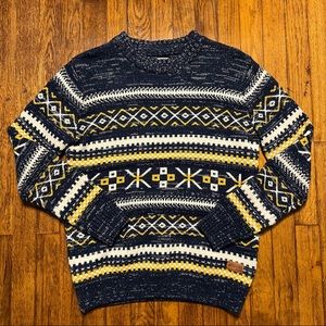 Jack & Jones Pullover Sweater Size Small Blue Yellow Festive